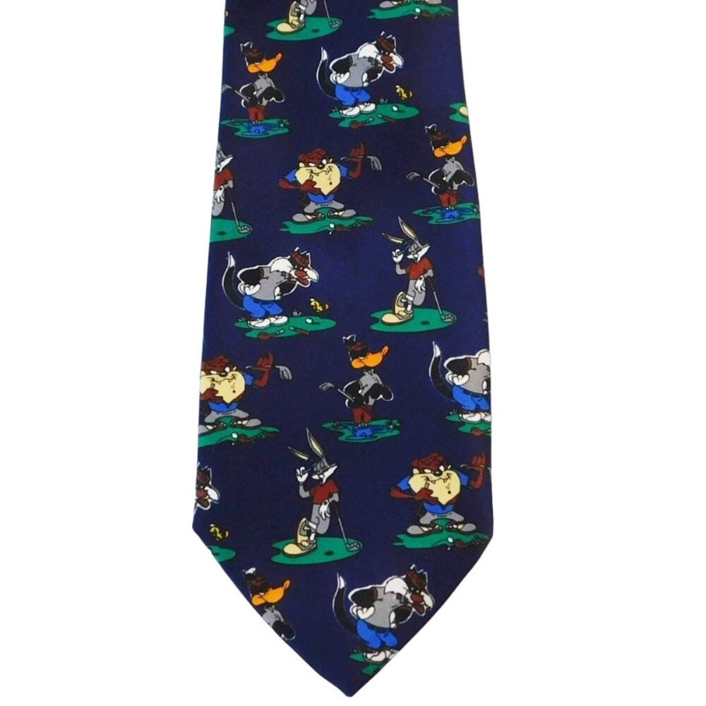 Dendy Hand Made Looney Tunes Taz Bugs Tweety Daffy Golf Tie